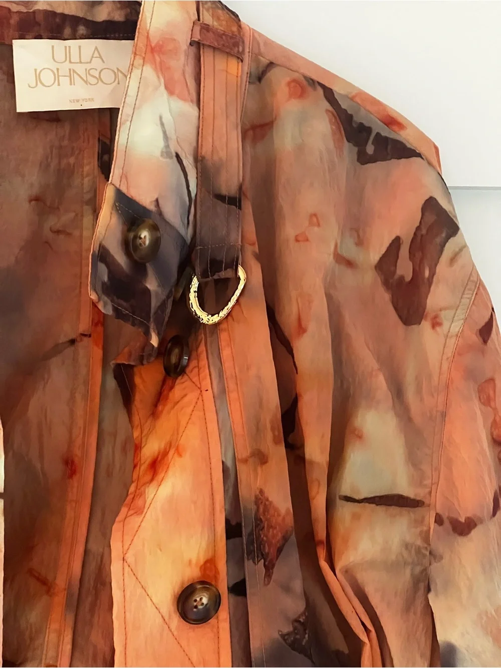 Ulla Johnson Orange Brown Watercolor Utility Jacket